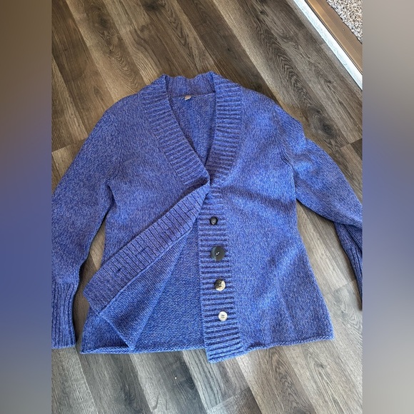 J. Jill Purple Cardigan Sweater Ribbed Knit country cottage chunky size L fall - Picture 11 of 11